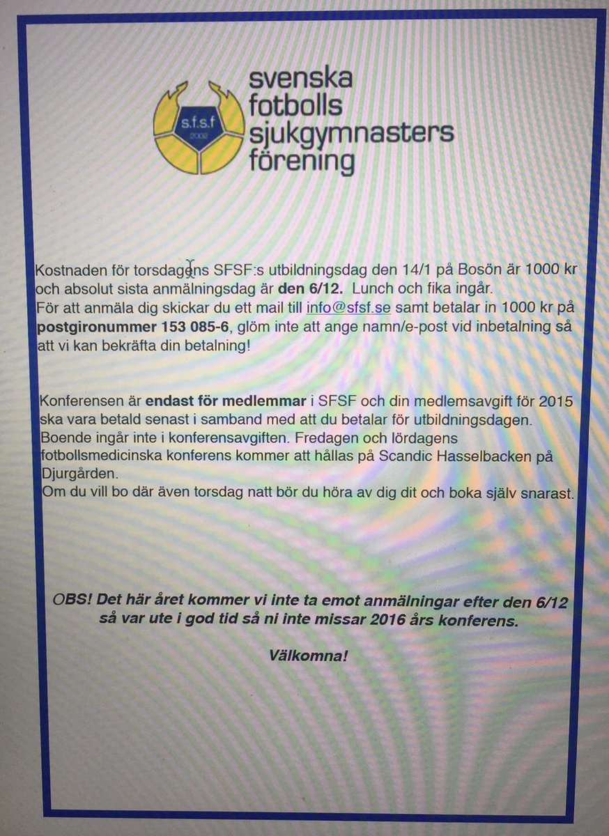 SFSFphysios's tweet photo. Fortsättning för SFSF dagen 14 jan 2016 http://t.co/qhlf6kN36O