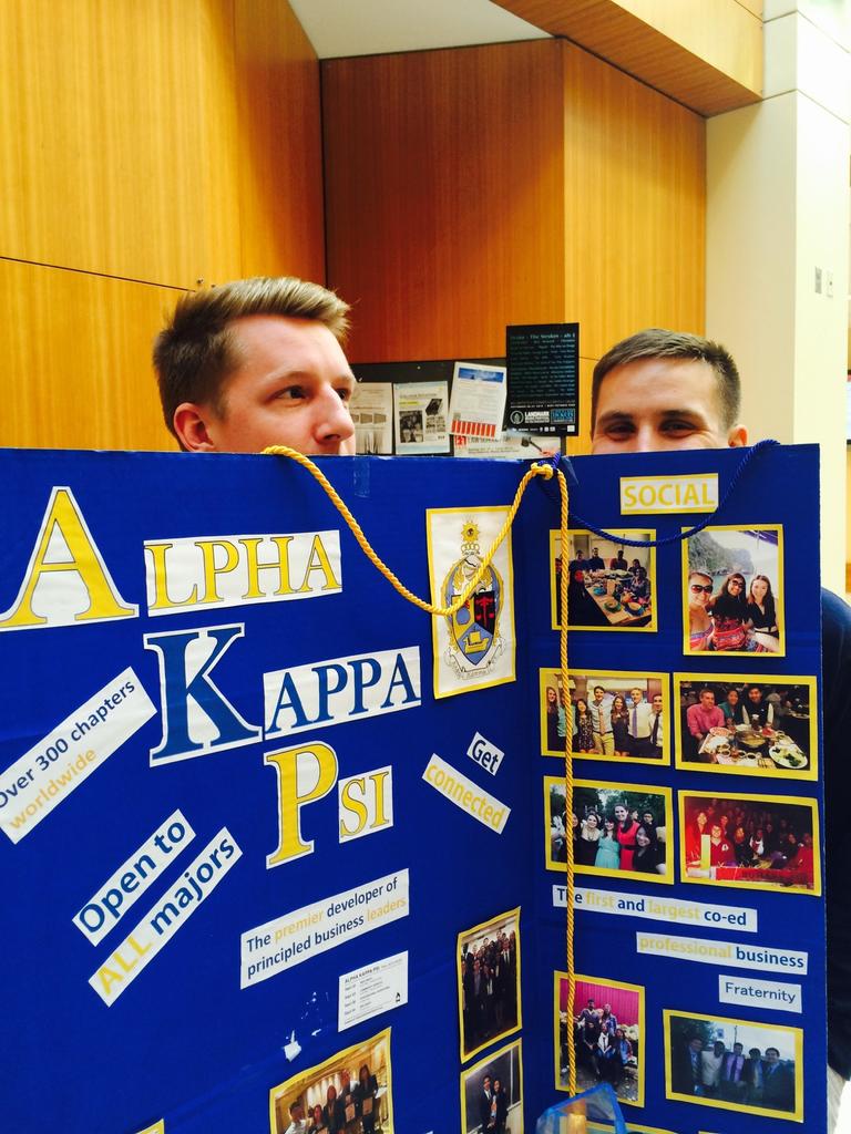 AKPsiOT's tweet photo. Come visit our table in Van Munching Hall and learn about why you should #RushAKPsi http://t.co/dKhmeFOgz6