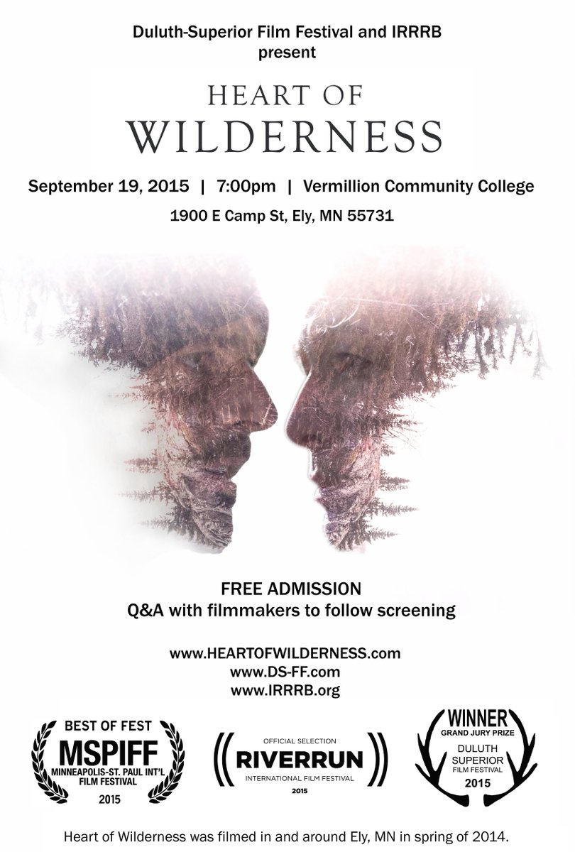 moviewilderness's tweet photo. Heart of Wilderness is heading back to Ely, MN this weekend! In the area? Swing by and watch me on 9/19! http://t.co/fm24SMdioF