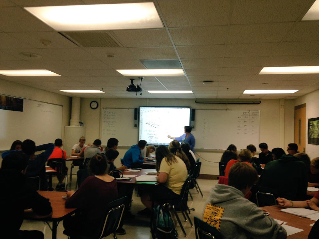 drridlehoover's tweet photo. Mrs. Werdick and her students calculating length and finding area during Geometry. #mvhslearning #shapesrule http://t.co/m5OCucAP69