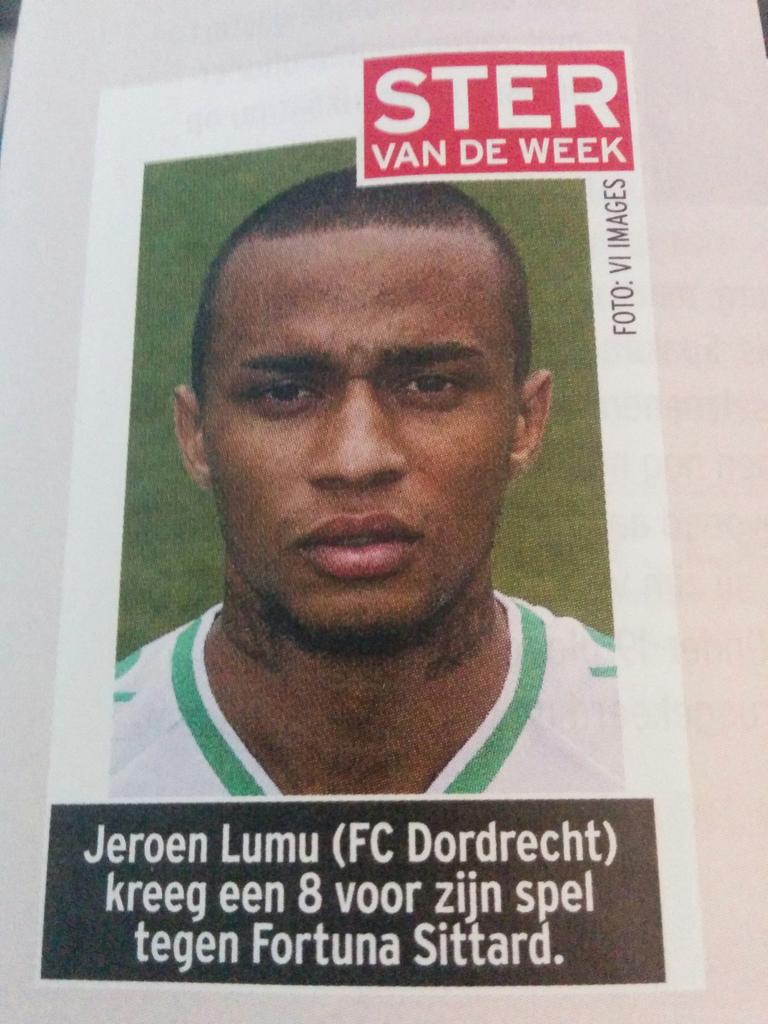 fcdordrechtnl's tweet photo. Voor ons iedere week al een ster, maar ook de @VI_nl kiest Jeroen Lumu als Ster vd Week! @Loemoetje #fcdordrecht http://t.co/F6yUBOIOxt