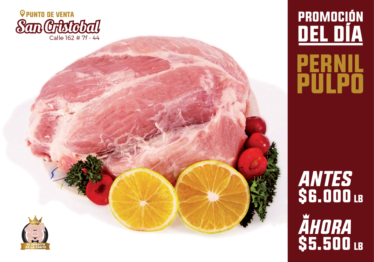ElCerditoDe's tweet photo. Promoción del día,  Pernil pulpo ANTES $6.000 Libra AHORA $5.500 Libra! Solo en el punto de venta de San Cristobal! http://t.co/1PiteETw2w