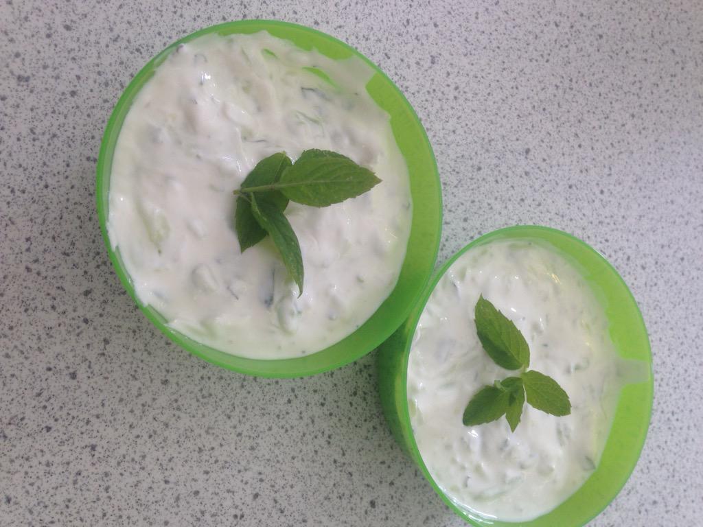 Tzatziki made using homegrown cucumber and mint from our school garden <a href="/CreateFGS/">Art&DT FGS</a> <a href="/FlixtonGS/">Flixton Girls School</a>