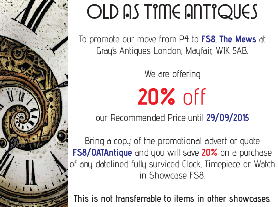 OATAntiques's tweet photo. In #London see #SalePromo at FS8 The Mewes @GraysAntiques selling #Antique #Clocks #Watches, https://t.co/NPDJsNNR8e http://t.co/6XlF05WicL