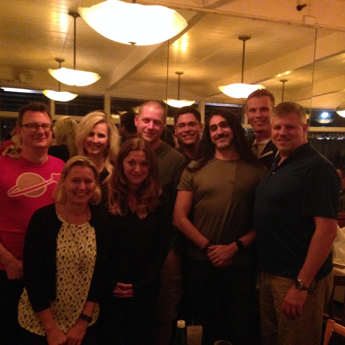 Techintx's tweet photo. I spy the security speakers out at dinner at #TECHintersection @ZoinerTejada @michelebusta @DivineOps @BrockLAllen http://t.co/U4aaD4l8Qr