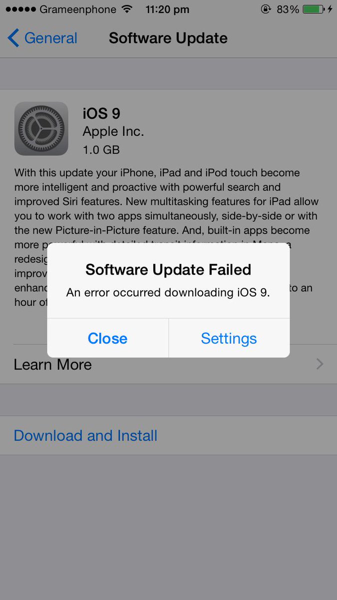 mohd_shahbazzz's tweet image. And then the long-waited #iOS9 failed to update. #ios9release #Apple