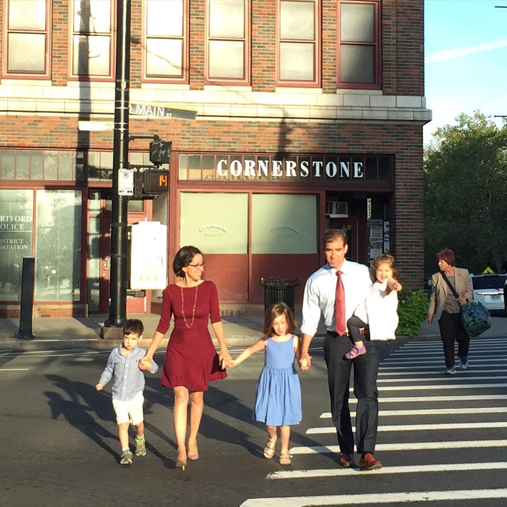 Throwback to this morning, @BroninForMayor , @sarabronin and family head to the polls.