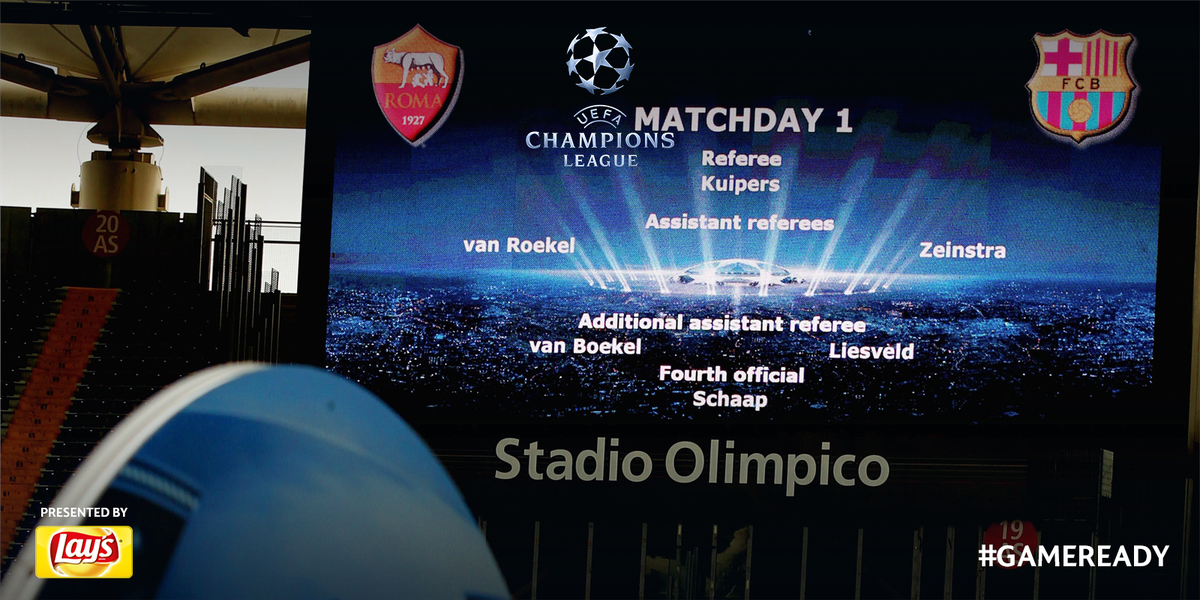 ChampionsLeague's tweet photo. Closing in on kick-off between @OfficialASRoma and @FCBarcelona! Are you #GameReady? #UCL http://t.co/LdfShq4KlR