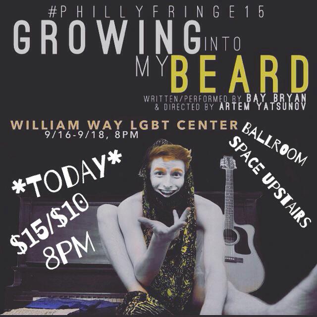 baybryanmusic's tweet photo. What's going down tonight? I will be Growing Into My Beard with @ArtemYeah at @WayGay, 8pm! @G_Philly @phillygaynews http://t.co/0lYM8xjC37