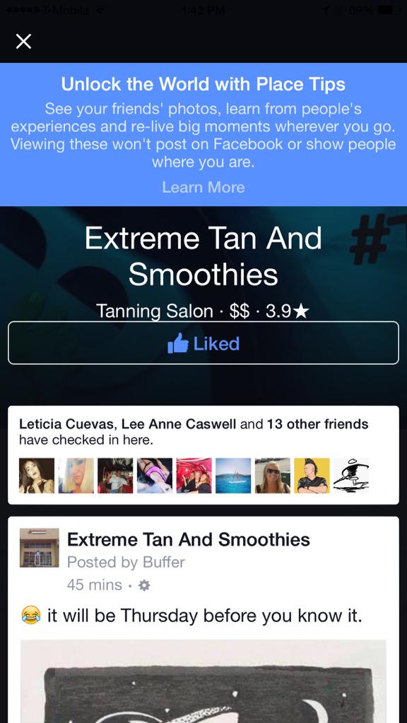extremejohn's tweet photo. Either I don't use the Facebook Pages app enough, or this is new. Haven't seen #PlaceTips before. http://t.co/TBGOIo4sPN