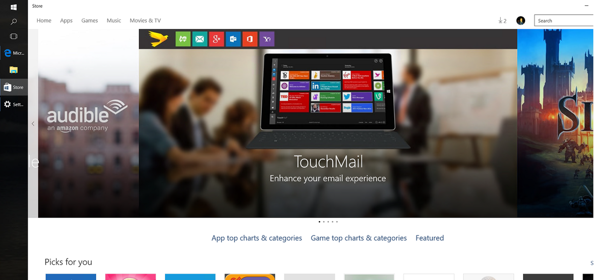 TouchMail's tweet image. @TouchMail top featured app on the #Windows10 Store! And just had a big update, so great timing!