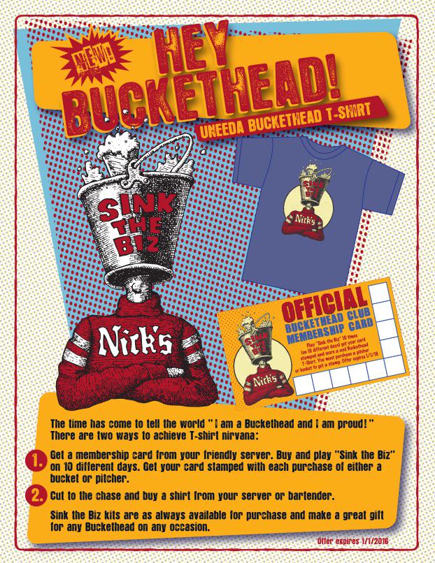 #heybuckethead!! Get to the Hut and join our #sinkthebiz club!! Play 10 times and get an awesome Buckethead tshirt!