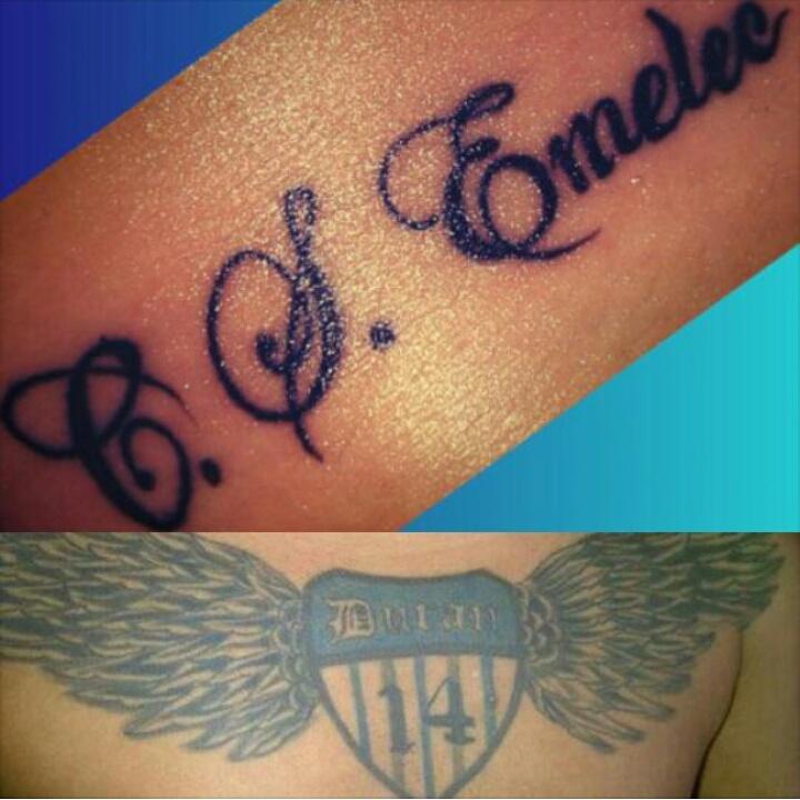 cse_tattoo's tweet photo. 14 BANDA DEL OTRO 14DO DEL PUENTE DURAN14 SIEMPRE SIGUIENDO AL CLUB SPORT EMELEC http://t.co/7RPiJ18AEg
