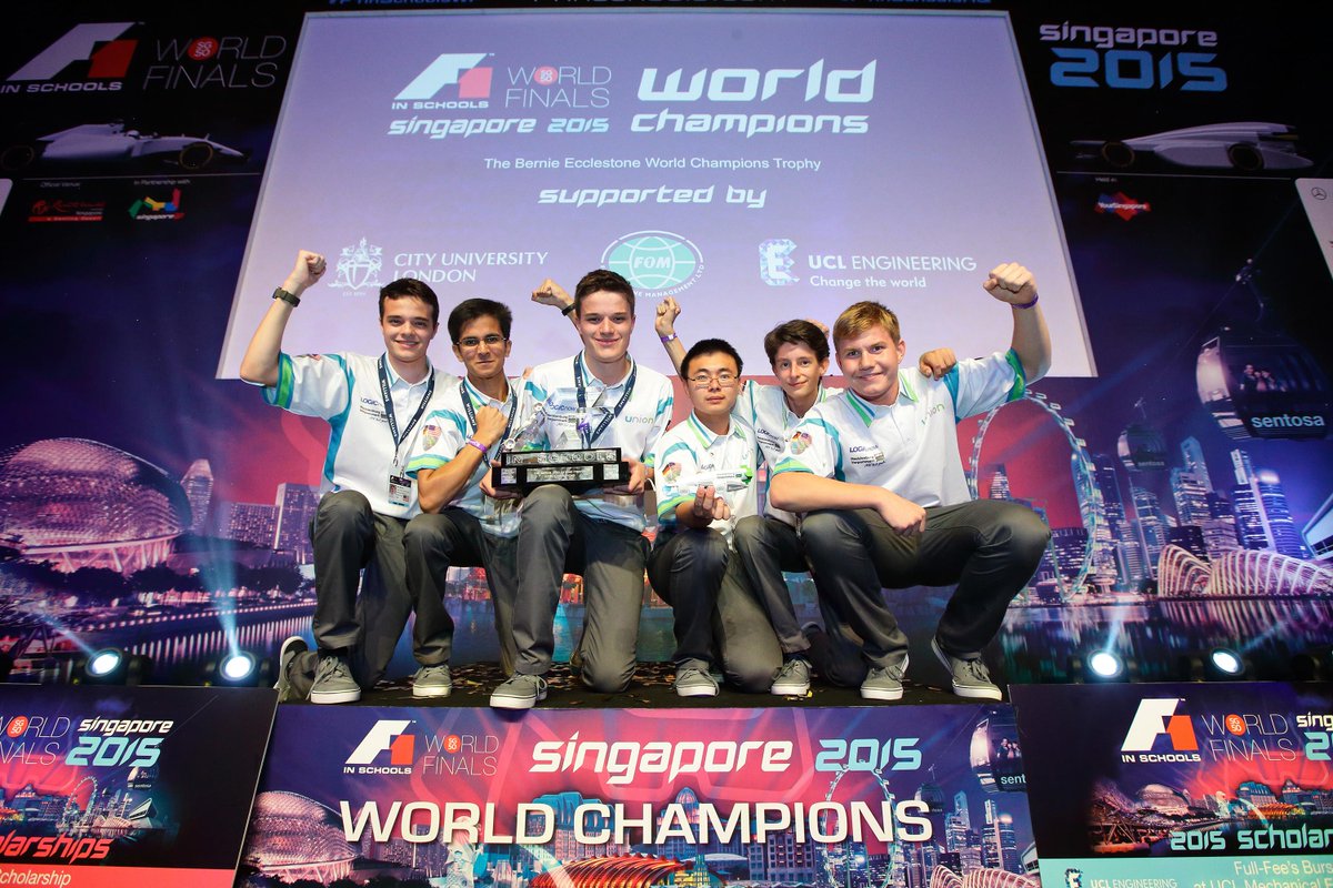#F1inSchoolsWF podium <a href="/UnionRacingInt/">Union Racing Int.</a> World Champs, 2nd - @F1_mustangs, 3rd <a href="/TeamAIBRacing/">Team AIB Racing</a>