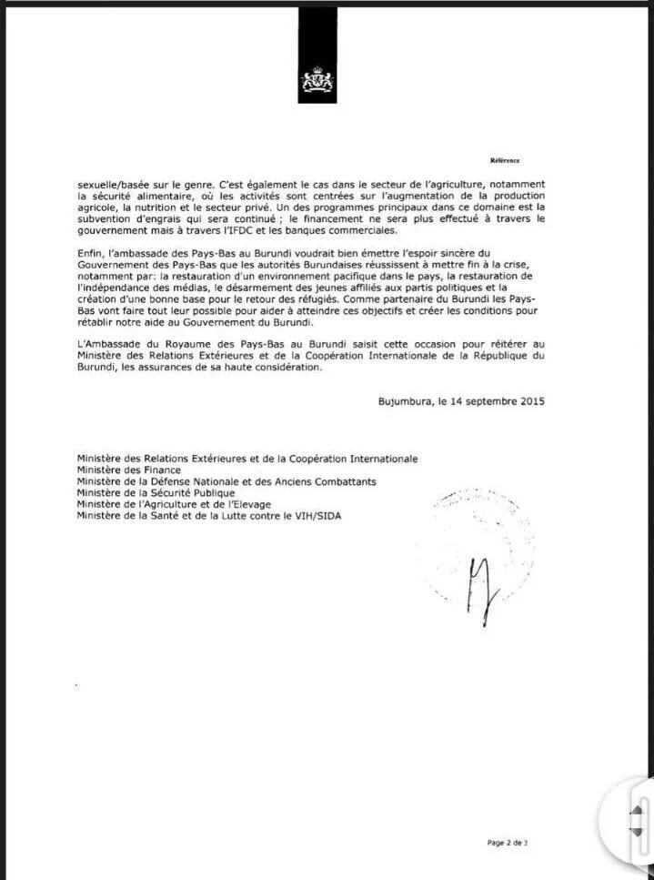 ThierryU's tweet photo. As announced in In July, #Netherlands suspends aid to #Burundi Gov now that Nkurunziza assumed 3rd term. #sabaja http://t.co/W16i1e8jsQ