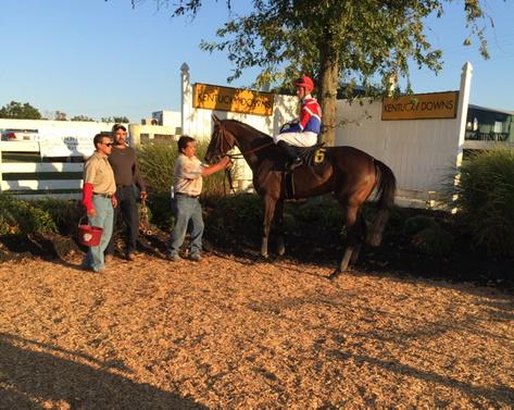 Oldfriendsfarm's tweet photo. Interject by Empire Maker wins the Game On Dude sponsored by RedBrand Fence. #OldFriendsDay @KYDownsRacing http://t.co/iFnKQUrOt7