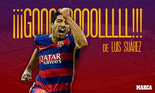 marca's tweet photo. EN DIRECTO | ¡Gol del Barça! ¡Gol de Luis Suárez! http://t.co/FpSzDAs7ed #UCL http://t.co/HqQEJ9QF70
