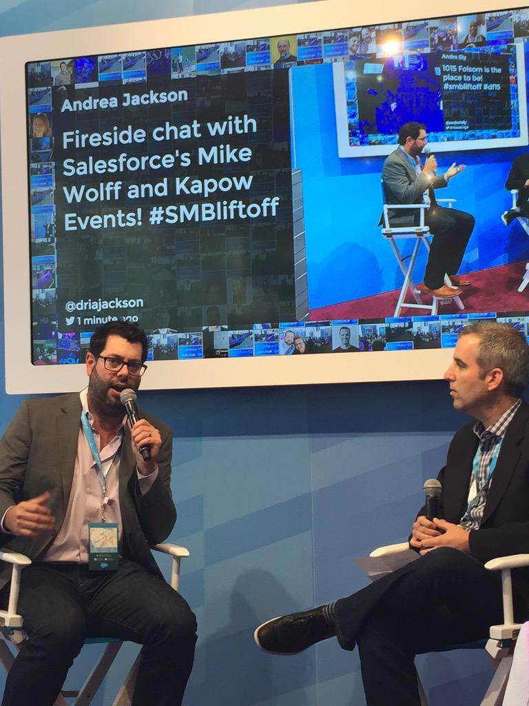 AdrianKranz's tweet photo. "Have pride in how you take care of your customers." Fireside chat w/ @mike_wolff & @KapowEvents #smbliftoff http://t.co/DTm6wPy90D