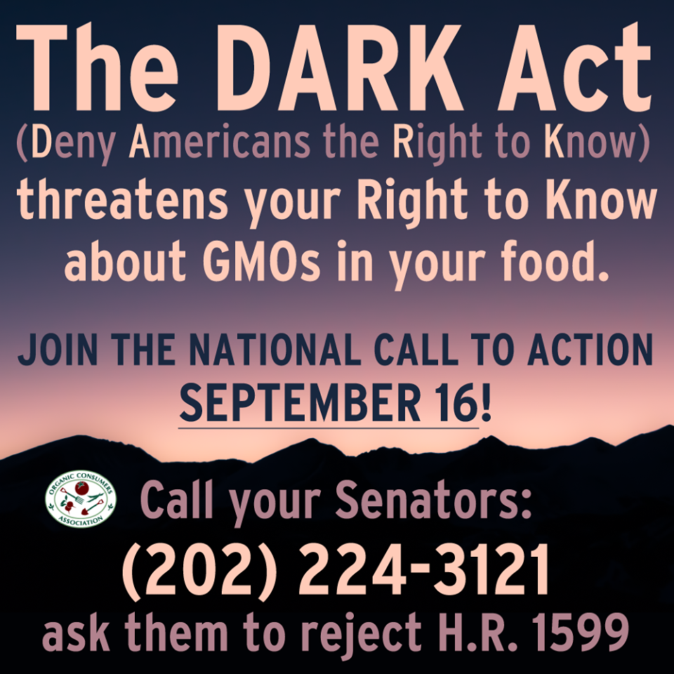 Robinrrl's tweet photo. #StopDARKAct #LabelGMOs #RightToKnow #GMO #Ag #Food http://t.co/513yyJepAb