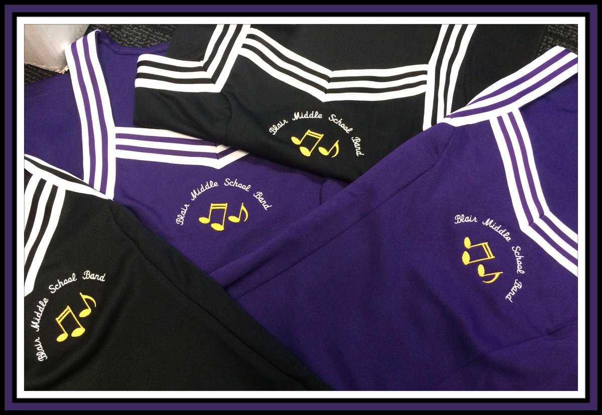 Below are some uniforms we created for Blair Middle School Band!