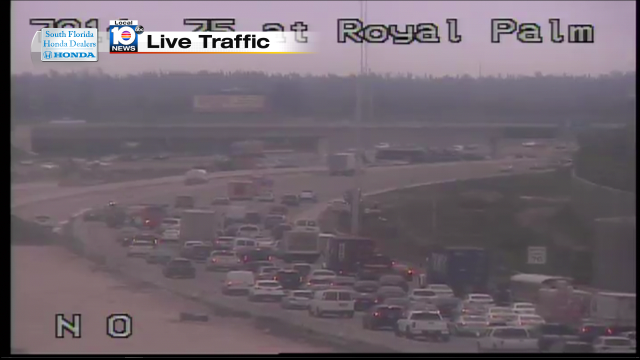 TRAFFIC ALERT: 2 left lanes blocked on I-75 NB at Royal Palm Blvd due to crash #traffic #weston @JeniseFernandez http://t.co/43zZbGbsxu