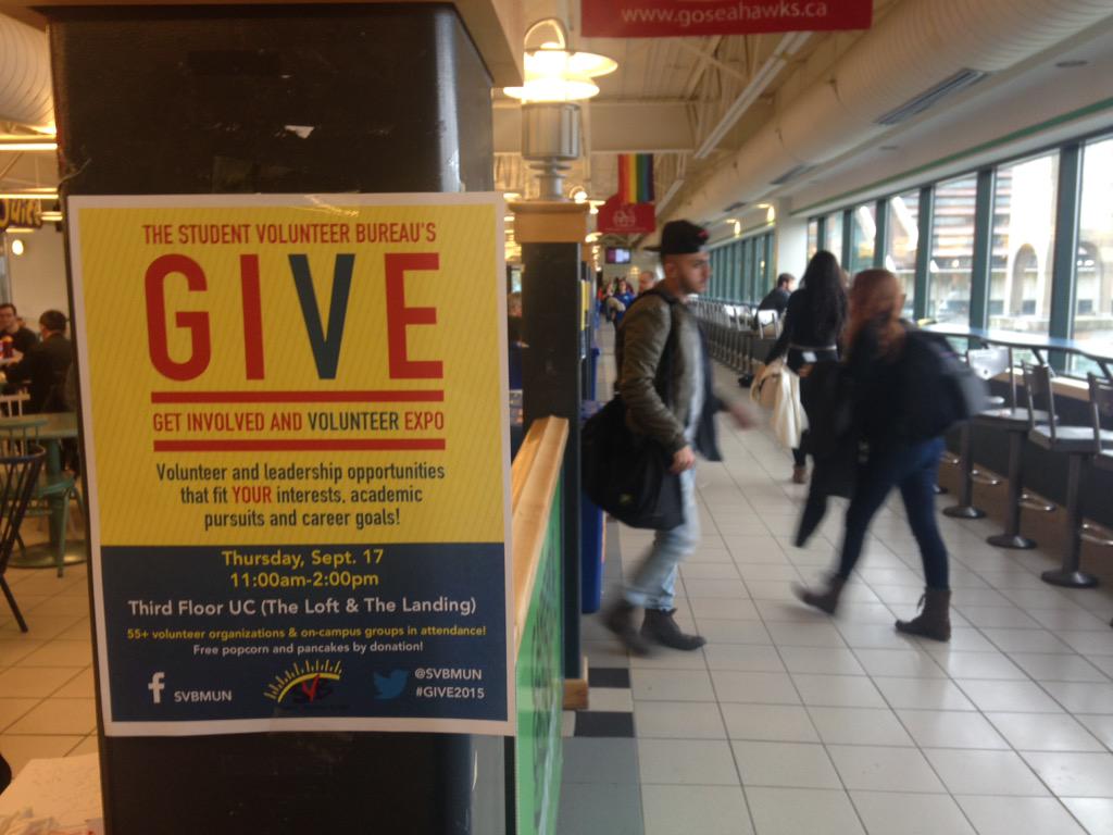 svbmun's tweet photo. #GIVE2015- tomorrow 11am-2pm, UC. Visit 55+ community and on-campus orgs on site showcasing vol ops! Pancake bar too! http://t.co/byC6G7JlWp