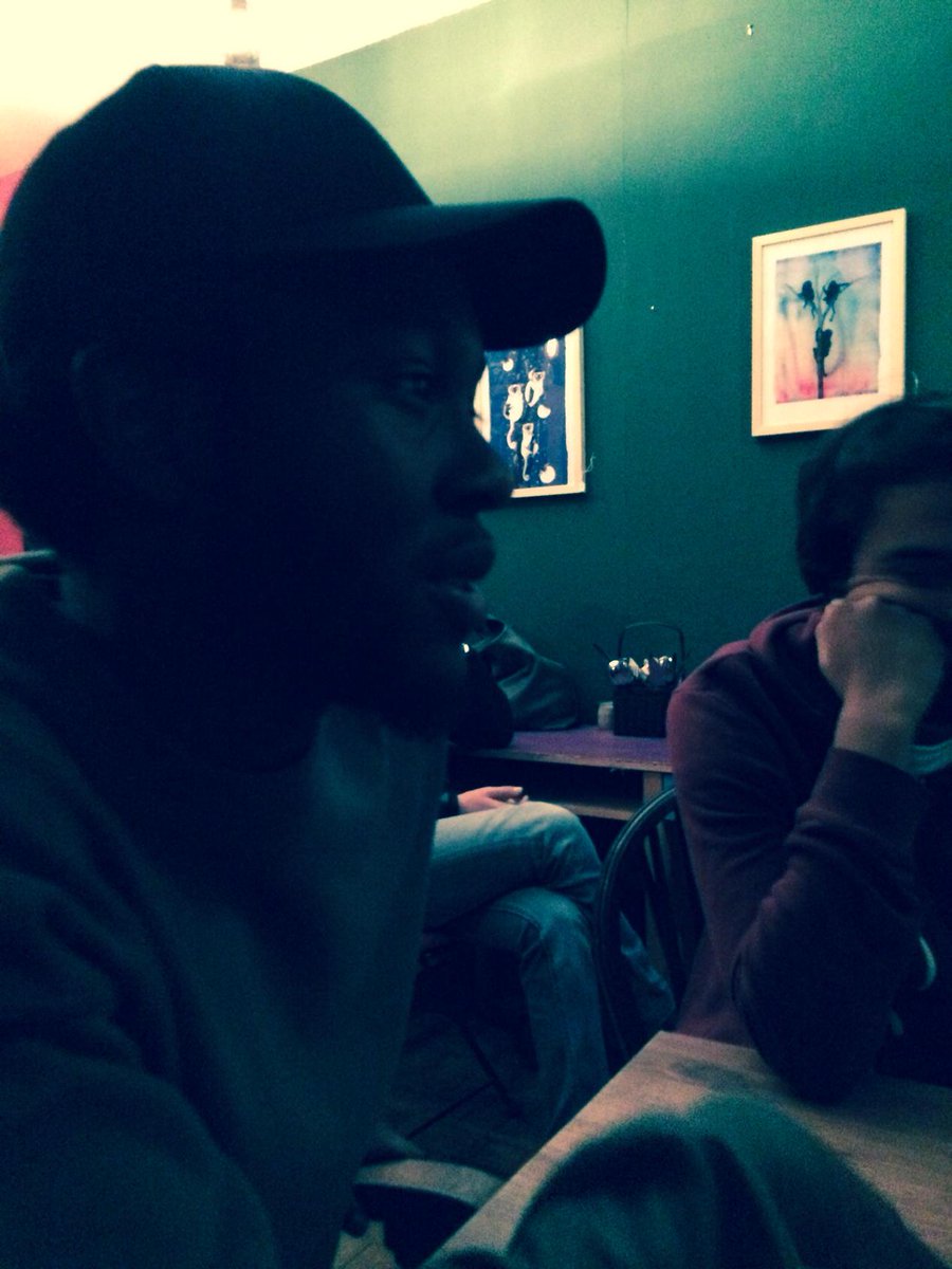 henrystead's tweet photo. @CalebFemi5 charming the Paxo-style panel at @thirteenpages 'Poetry Inquisition' http://t.co/XPNxVZxudD