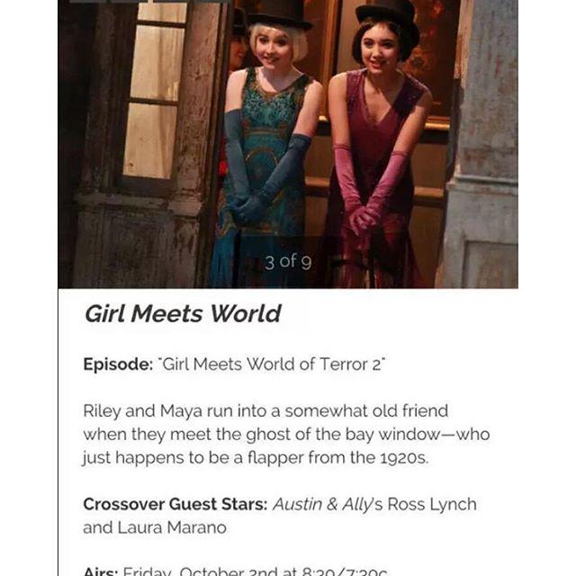 LauraMarano199's tweet photo. Me and @RossLynch_Prvt  will guest star in a new episode of Girl Meets World October 2nd at 8:30/7:30c! http://t.co/oS2LPLVHst