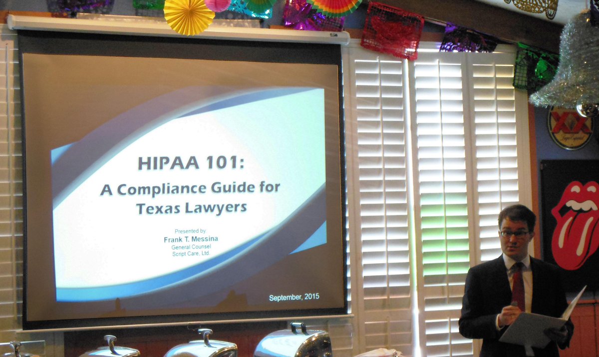 ScriptCareLtd's tweet photo. #ScriptCare's Frank Messina spoke on #HIPAA compliance today at a luncheon for the Jefferson Co. Lawyer's Association http://t.co/SacYAbhL9U