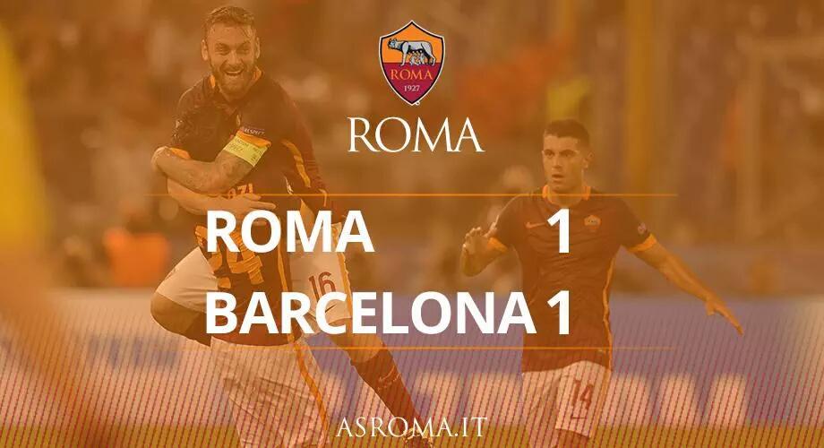 OfficialRoma_ID's tweet photo. Hasil akhir: #ASRoma-@fcbarcelona_id 1-1. (Suarez 21', Florenzi 31') #RomaFCB #UCL @ChampionsLeague http://t.co/VCA4nvOl9o