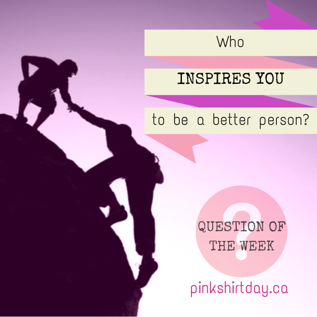 pinkshirtday's tweet photo. Let us know who inspires YOU and they may be featured in an #inspirationaltale! #questionoftheweek #pinkshirtday http://t.co/0rlsaysJhi