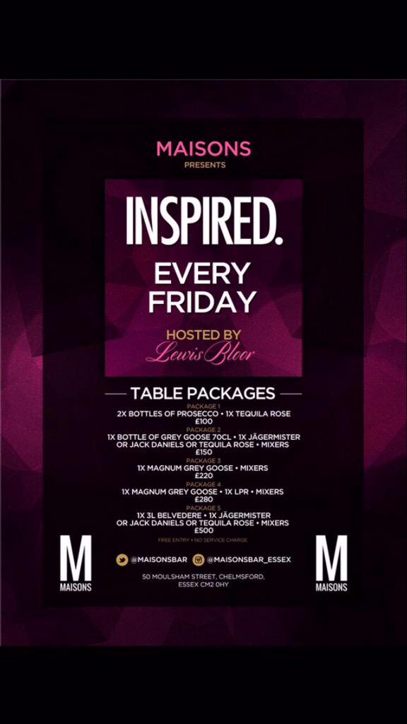 maisonsbar's tweet photo. This Friday 🙌 2-4-1 Prosecco and free entry all night for table bookings 07468539406 📞 @Inspirednights @lewis_bloor http://t.co/XdDgRWm7ei