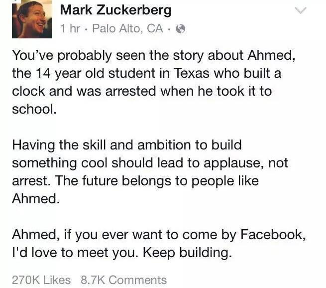 SajTheOne's tweet photo. Keep learning, keep growing, and change the world! #IStandWithAhmed http://t.co/xemaPWG2Ub