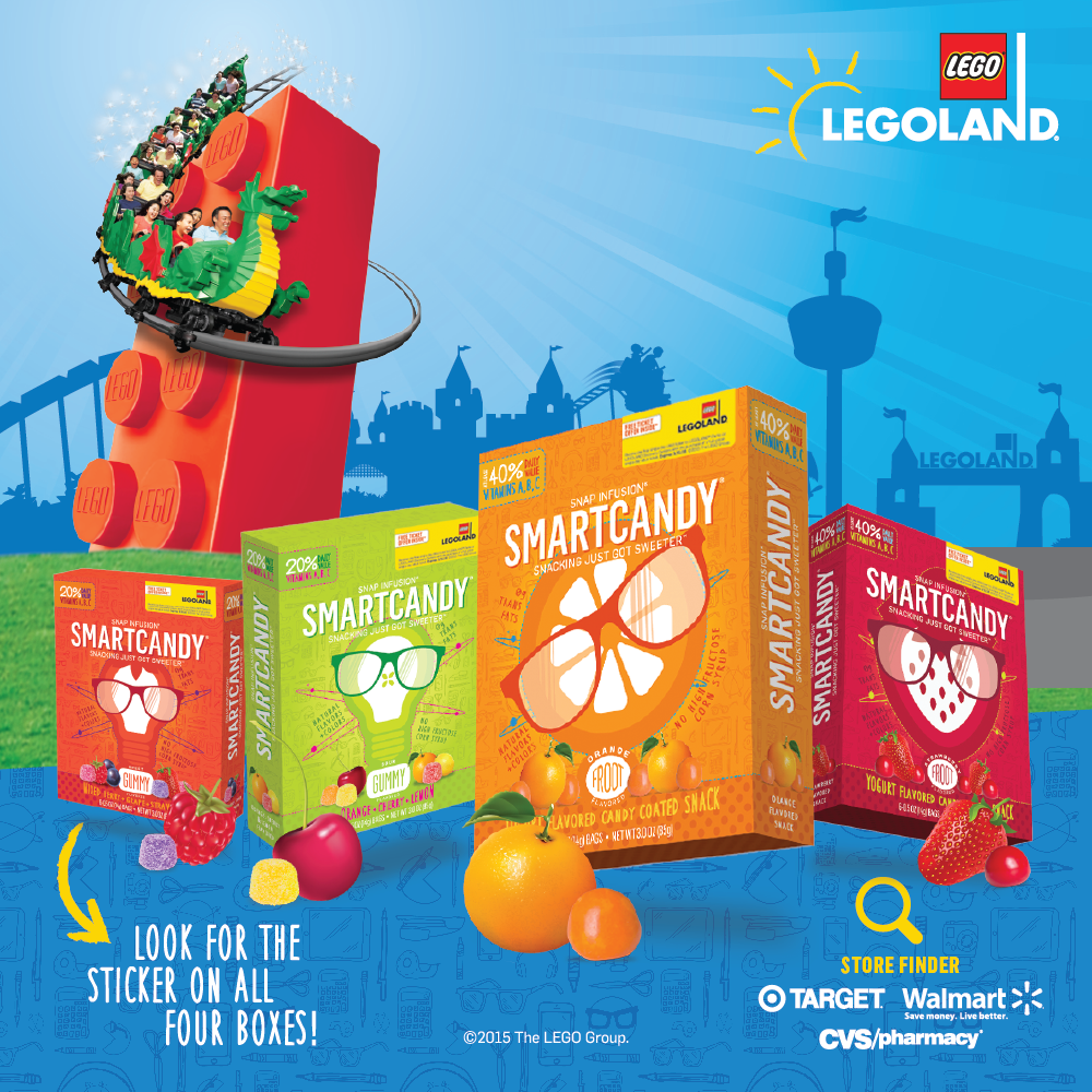 Kids go free w/ paid adult when you purchase a box of SMARTCANDY. Look for LEGOLAND sticker on all 4 boxes at CVS!