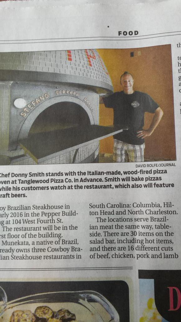 TanglewoodPizza's tweet photo. Pick up a copy of today's @JournalNow to read a little about our mission here at tpc and chef Donny! @DonnyDsmith http://t.co/TE3kspnGch