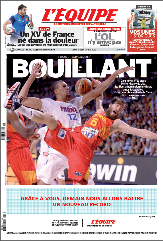 Cazadieu's tweet photo. La dernière "une" de l'histoire du grand format de @lequipe. Collector. Allez l'acheter demain en kiosques. http://t.co/E5jjYc9p7p