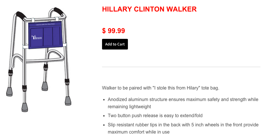 LOL! Free Beacon store selling Hillary Clinton walker