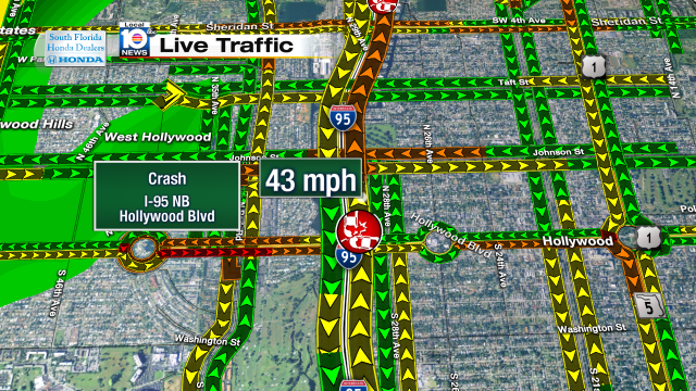 Crash on I-95 NB at Hollywood Blvd. Speeds at 43mph #traffic #broward @JeniseFernandez http://t.co/u212PgrdFK