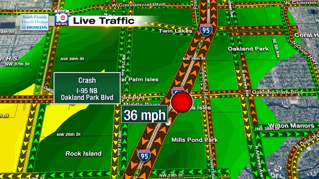 Crash on I-95 NB at Oakland Park Blvd. Speeds at 36mph #traffic #broward @JeniseFernandez http://t.co/F6GaPBR3vc