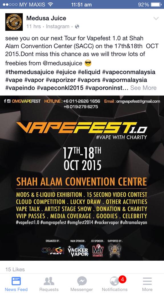 JohnBoh's tweet image. Hi #MedusaJuice team tak sabar tunggu #VapeFest 1.0 At SACC on 17th&amp;amp;18th dis coning Oct 2015 see uols there pls