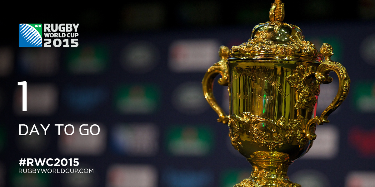 rugbyworldcup's tweet photo. 1 DAY TO GO: There's only one winner. But who will be lifting the Webb Ellis Cup on October 31st? http://t.co/H8k2so049J