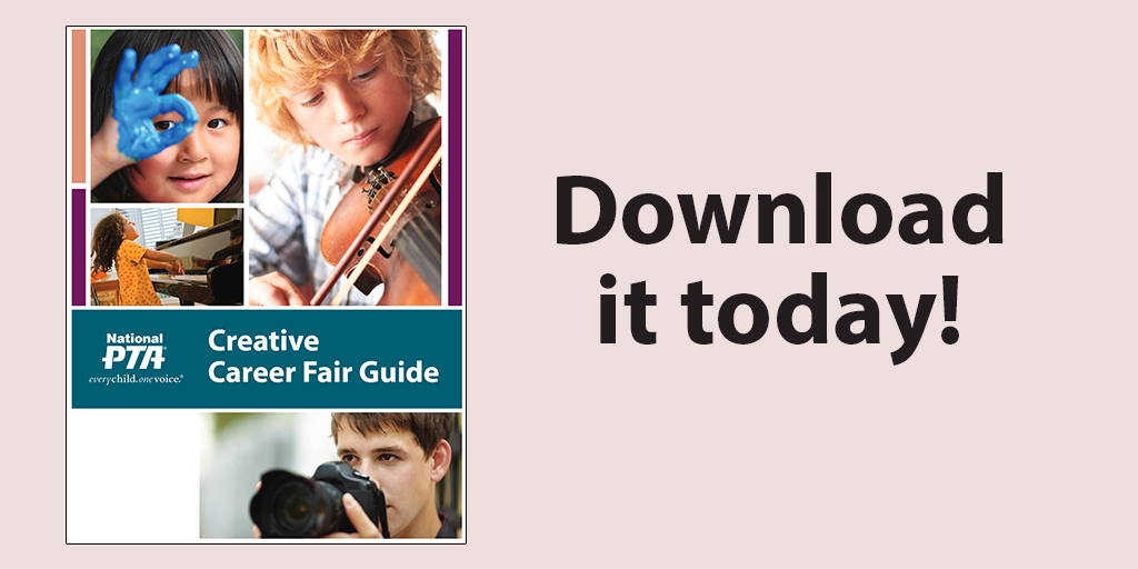 NationalPTA's tweet image. A2: Have you checked out our new Creative Career Fair Guide? #ArtsEdChat #PTAReflections bit.ly/1Q4ujO9