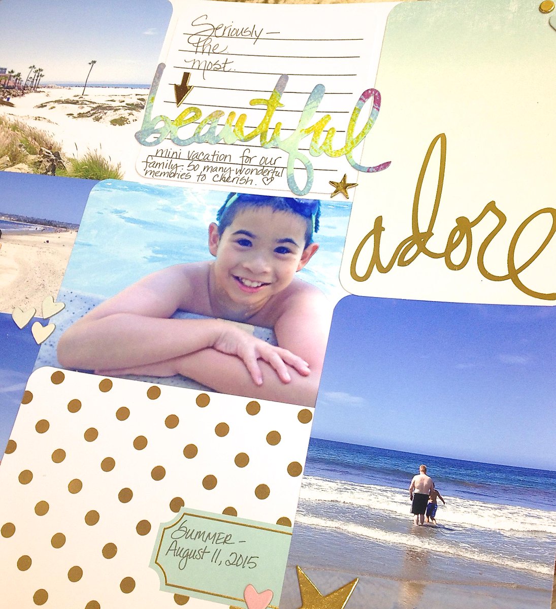 LilyRose_Bloom's tweet photo. Project Life. #foilkit #watercolorwords @beckyhigginsllc @heidiswapp #summerrecap #PL #summermemories #gold #blues http://t.co/TU7WqGnPGU