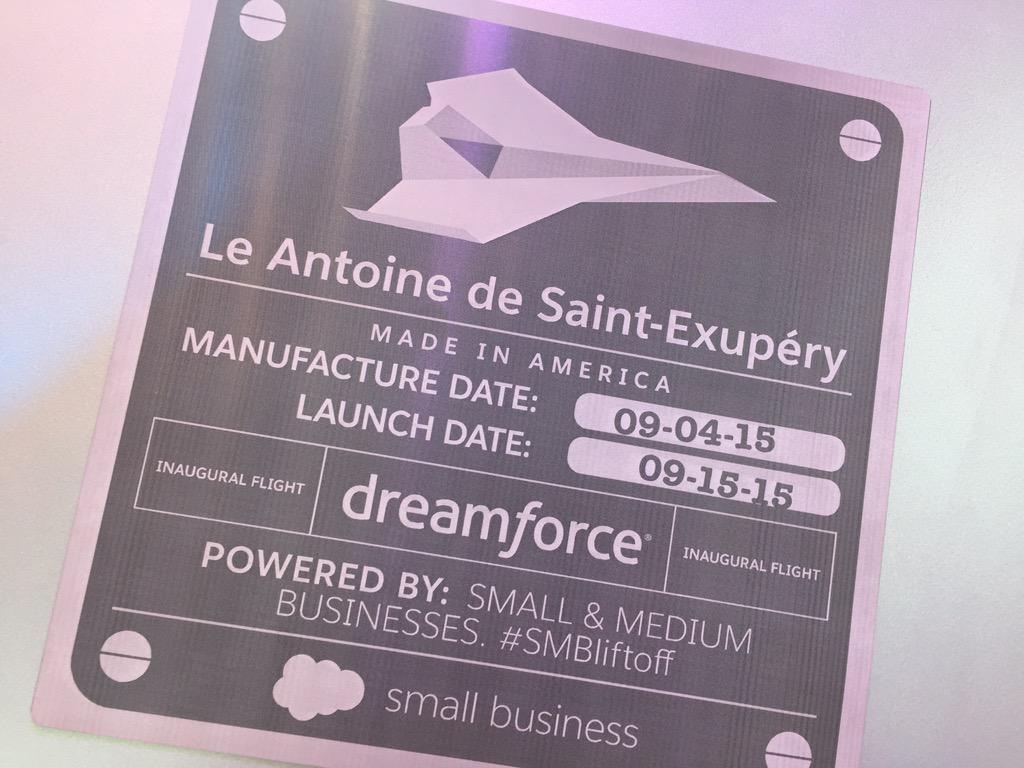 zusnews's tweet photo. Did anyone else notice the #smbliftoff plane is named for author of The Little Prince??? #itsnotahat #df15 http://t.co/G2H2oimt2l