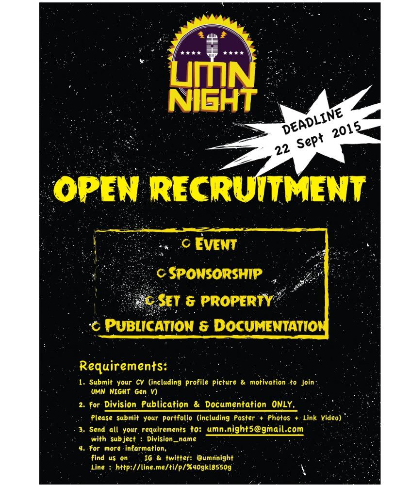 Today, umn night is officially open recruitment! Get ur CV ready and show us ur ROCKin skill #ROCKTHENIGHT
