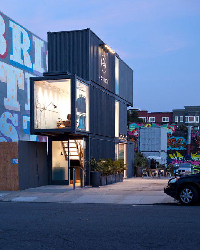 Museyapp's tweet photo. @aetherapparel’s San Francisco store // “The three 40 foot shipping containers, stacked an… http://t.co/jJCB89rrad http://t.co/BTR3IYAaIW