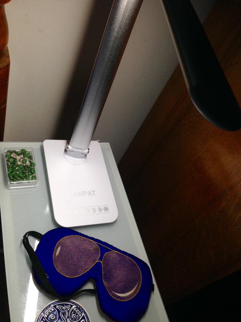 jennyMsauer's tweet photo. My new #LAMPAT desk lamp is awesome, love it! #Irish coaster #eyemask #rosary http://t.co/QWJqQ6tdec