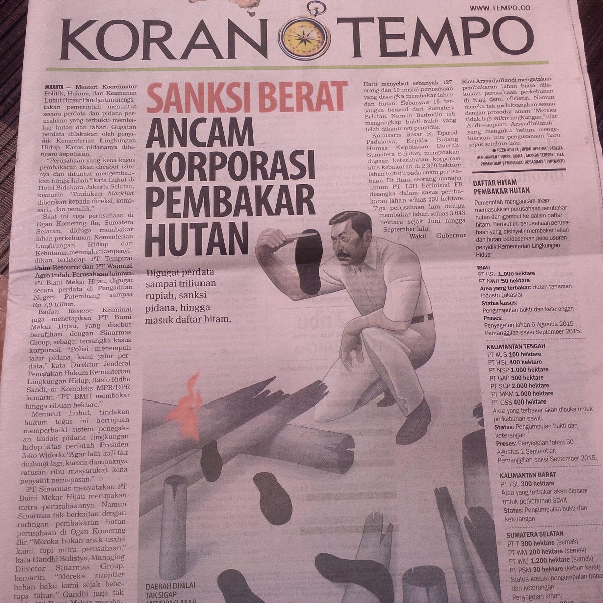 Pembakar hutan layak dihukum seberat2nya. Salah satu hukumannya, dimasukkan ke sel yg berasap.