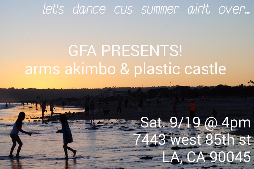 CastlePlastic's tweet photo. Yo come kick it with us and @armsakimboband backyard barbecue style🍔🍔🍔 hosted by the homies at @GetFoundArts 👍🏼 http://t.co/BaEOQBGJoy