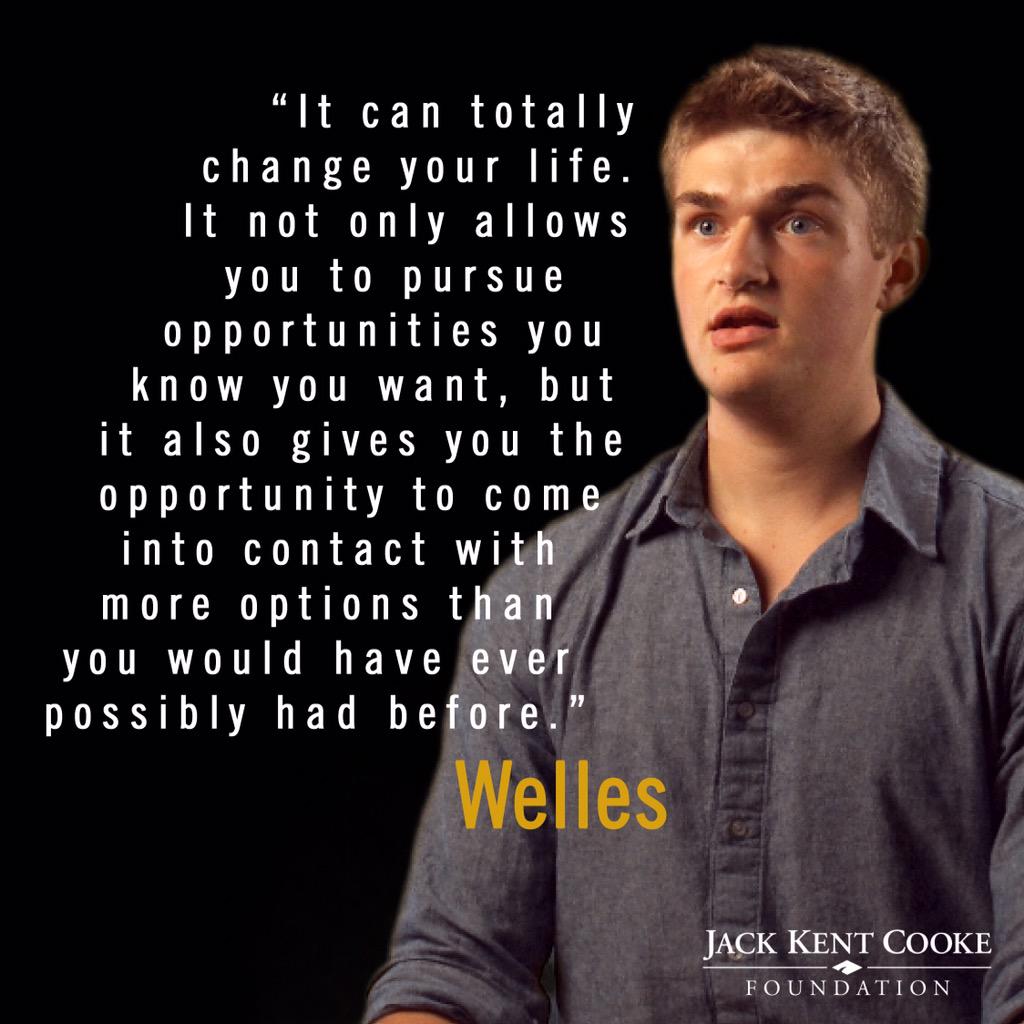 TheJKCF's tweet photo. Why apply for the Cooke College Scholarship? #JKCF scholar Welles shares his thoughts. Apply @ http://t.co/WwVX9cI7FF http://t.co/v8vupIpB4R